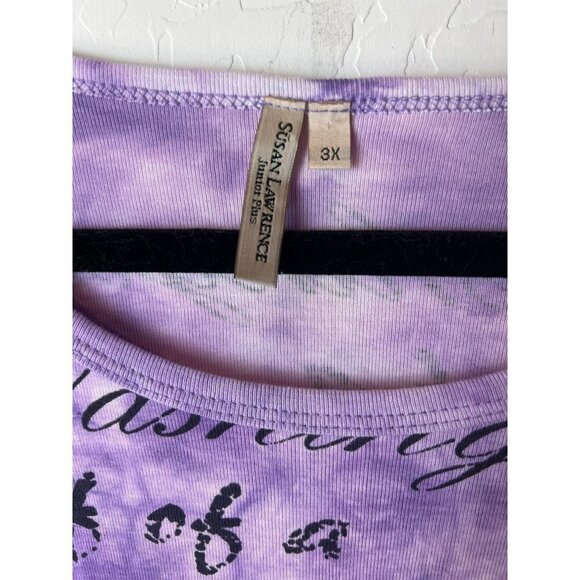 Susan Lawrence Purple & Black Tee Americana Freedom United States 3/4 Sleeve Tee - Picture 3 of 6